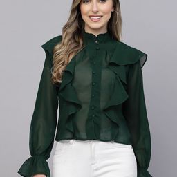 aayu Ruffles Georgette Sheer Shirt Style Top-picture-45