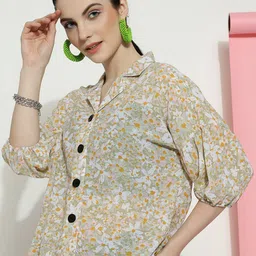 CLEMIRA Floral Printed Extended Sleeves Shirt Style Top-picture-21