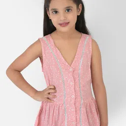Crimsoune Club Girls Pink Printed Peplum Top-image-68