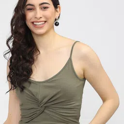 Tokyo Talkies Green Twisted Crop Top-picture-0