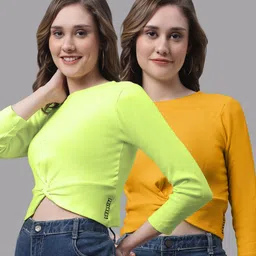 FBAR Pack Of 2 Bio Washed Ribbed Cotton Crop Tops-picture-27