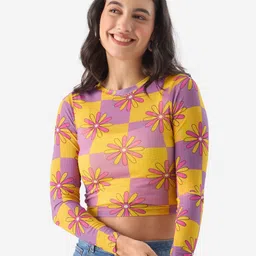 The Souled Store Lavender Floral Printed Crop Top-image-9