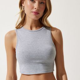 Happiness istanbul Sleeveless Round Neck Cotton Fitted Crop Top-picture-10
