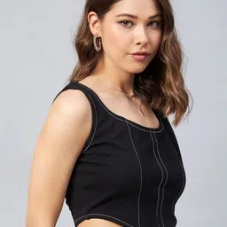 Orchid Blues Sleeveless Denim Crop Top-picture-19