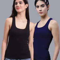 FBAR Pack Of 2 Scoop Neck Shoulder Straps Bio Wash Cotton Racerback Tank Top-picture-18