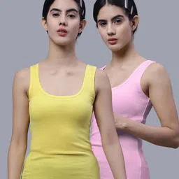 FBAR Pack Of 2 Skin Friendly Bio Wash Scoop Neck Sleeveless Cotton Tank Tops-picture-38