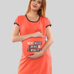 SillyBoom Typography Printed Maternity T-shirt Dress-image-65