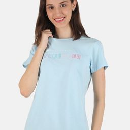 Monte Carlo Blue Solid Round Neck Short Sleeves Regular Top-picture-5