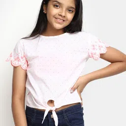V-Mart Girls Polka Dot Printed Round Neck Cotton Top-picture-54