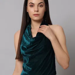 VAARARO Halter Neck Velvet Crop Top-picture-41