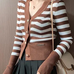 StyleCast Girls Brown Horizontal Striped Shirt Style Top-picture-39
