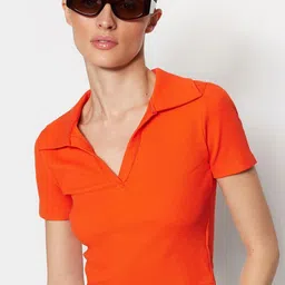 Trendyol Shirt Collar Fitted Crop Top-picture-41