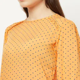 Crimsoune Club Orange Polka Dot Printed Top image 2