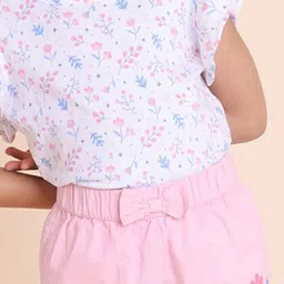 House of Spades Floral Print Flutter Sleeve Cotton Top image 4