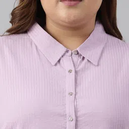 W Women Plus Size Striped Cotton Casual Shirt image 2