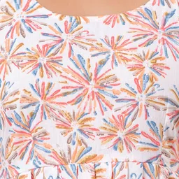 FERANOID Floral Printed Gathered or Pleated Pure Cotton Peplum Top image 3