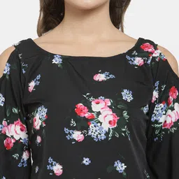 Enchanted Drapes Black Floral Print Crepe Top image 5