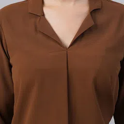 FITHUB Cuban Collar Cuffed Sleeves Shirt Style Formal Top image 2