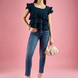 DressBerry Flutter Sleeve Ruffles Tiered Top image 5