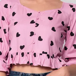 God Bless Pink Print Crop Top image 2