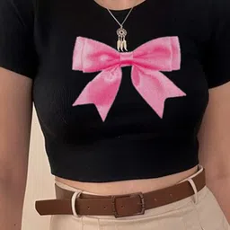 StyleCast x Revolte Graphic Printed Round Neck Crop Top image 2