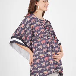 angloindu Print Kimono Sleeve Kaftan Top image 3