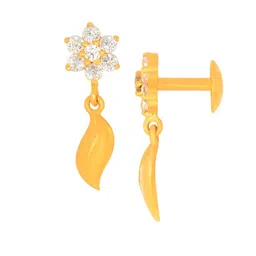 BHIMA 22K Hallmark 916 Purity Yellow Gold Leef Stone Drop image 4