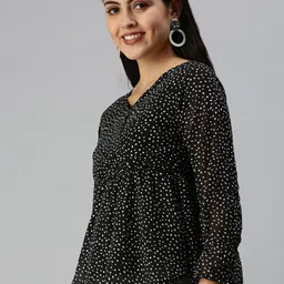SHOWOFF Black & White Print Monochrome Chiffon Wrap Top image 3
