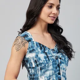 RARE Blue & White Tie & Dye Regular Crop Top image 3