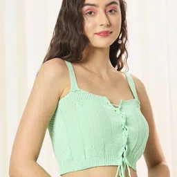 BAESD Vertical Stripes Shoulder Straps Crop Top image 3