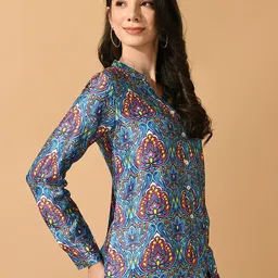 Sangria Ethnic Motifs Printed Satin Shirt Style Top image 3
