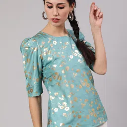 AKS Floral Printed Puff Sleeves Top image 2