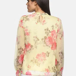 ISU Yellow & Pink Floral Print Chiffon Top image 4