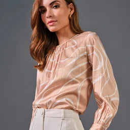 AND Abstract Printed Cuffed Sleeves Top image 4