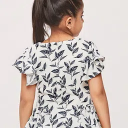Tiny Girl Round Neck Flutter Sleeves Floral Printed Peplum Top image 3
