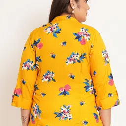 U&F Beyond Plus Size Floral Printed Mandarin Collar Shirt Style Top image 3