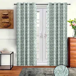 cortina Grey Polyster Abstract 7ft Light Filtering Eyelet 2 Pc Door curtains image 1