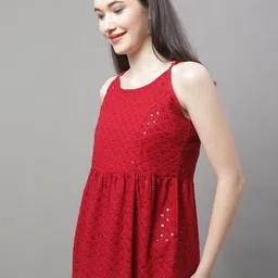 JAINISH Embellished Embroidered Shoulder Straps Peplum Top image 4