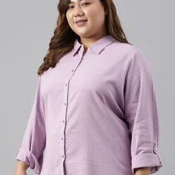 W Women Plus Size Striped Cotton Casual Shirt image 4