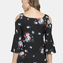 Enchanted Drapes Black Floral Print Crepe Top image 3