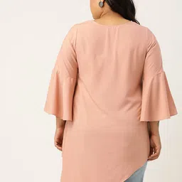 theRebelinme Women Plus Size Bell Sleeve Layered Crepe Longline Top image 5