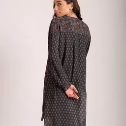 B.Copenhagen Brown Floral Print Longline Top image 4