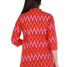 SIDDHANAM Geometric Print Mandarin Collar Longline Cotton Top image 2
