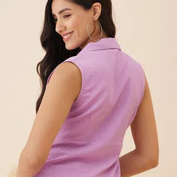 Marie Claire Sleeveless Gathered Crepe Shirt Style Top image 4