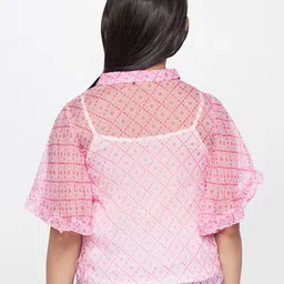 Global Desi Pink Floral Print Shirt Style Top image 4