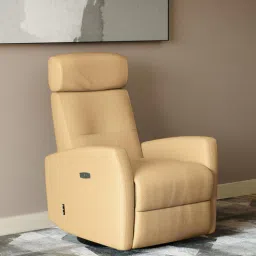 Volga Leather 1 Seater Motorized Recliner In Cappuccino Colour With Swivel, Rocker and USB Port-image-20