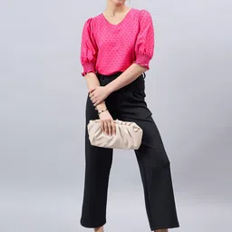 Style Quotient Pink Printed Puff Sleeve Blouson Top image 2