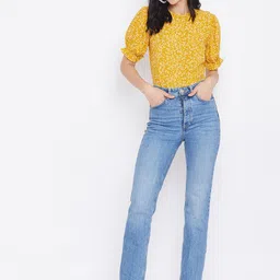 Berrylush Women Yellow Printed Top image 4