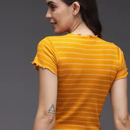 TANDUL Round Neck Striped Cotton Top image 5