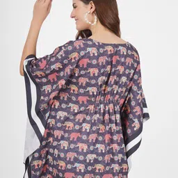 angloindu Print Kimono Sleeve Kaftan Top image 5
